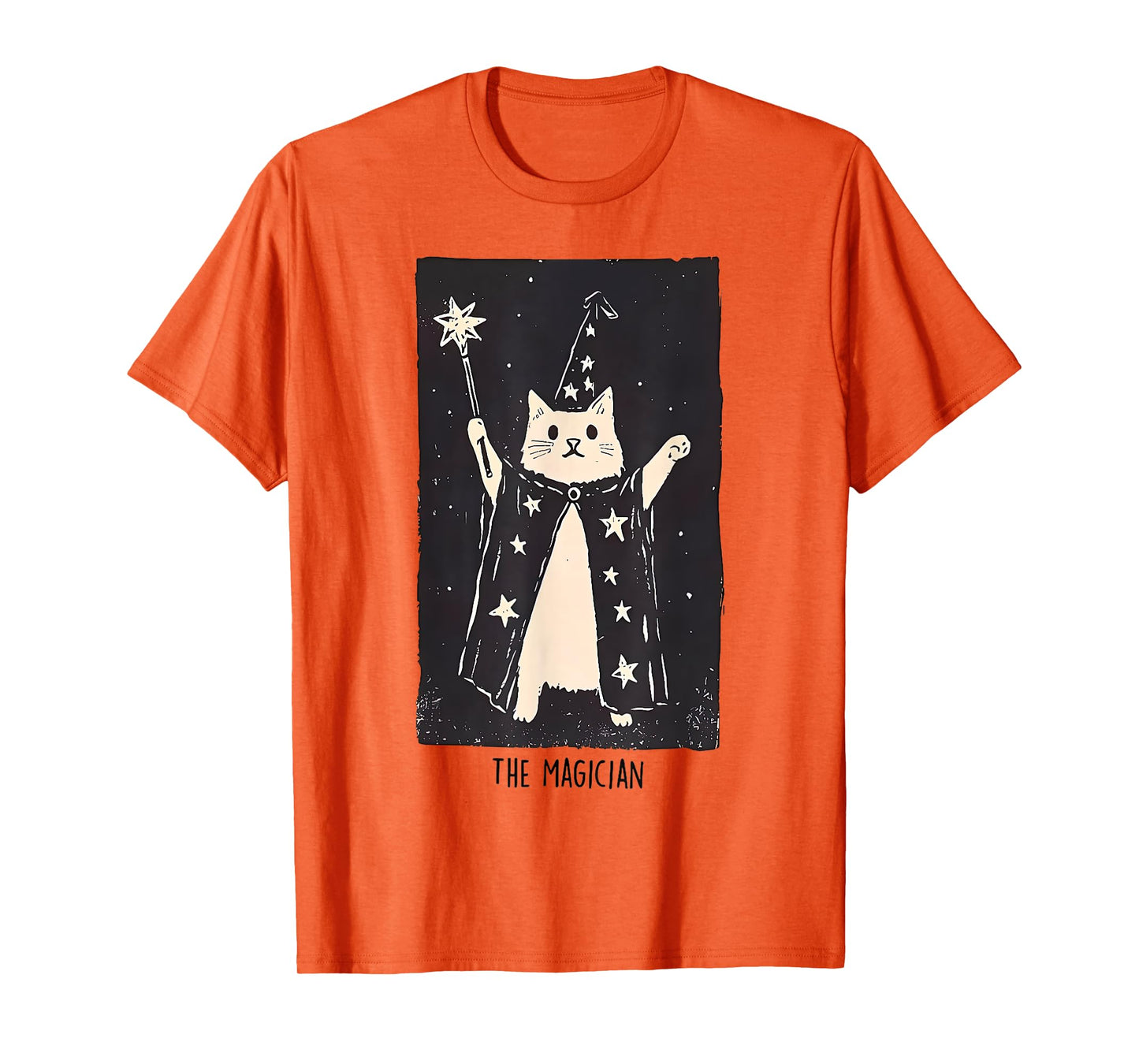 Wizard Cat Weird Funny Tarot Card The Magician Halloween Cat T-Shirt for Men Women Kids