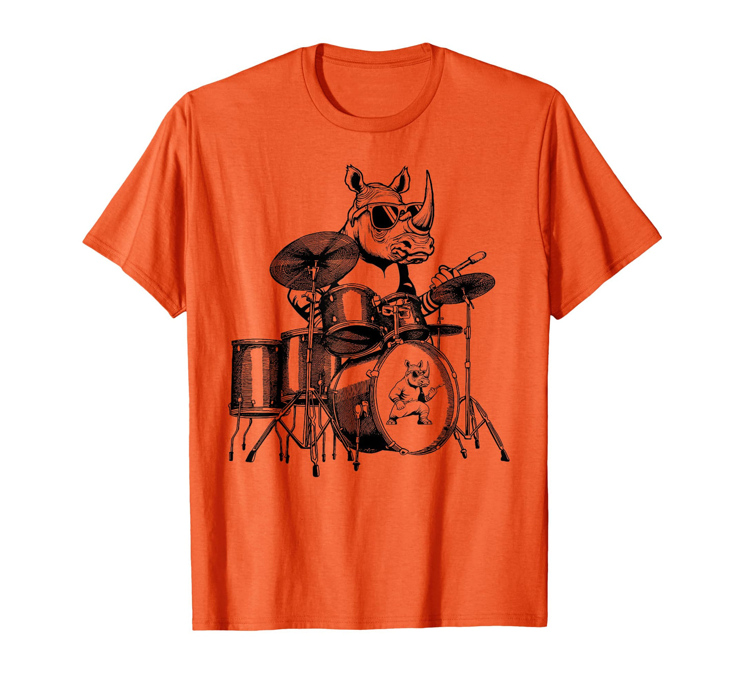 Rhino Playing Drums Drummer Drumming Musician Band T-Shirt