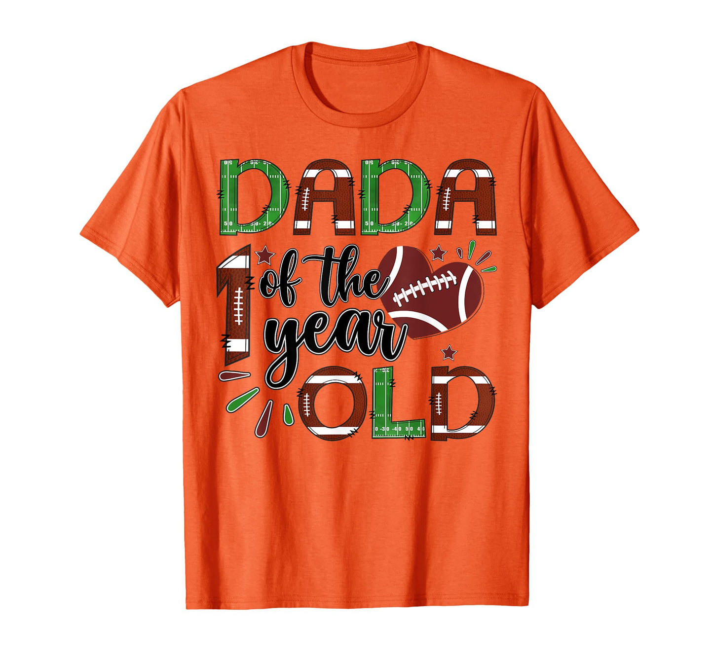 Dada Of The 1 Year Old Football 1St Year Down Birthday T-Shirt