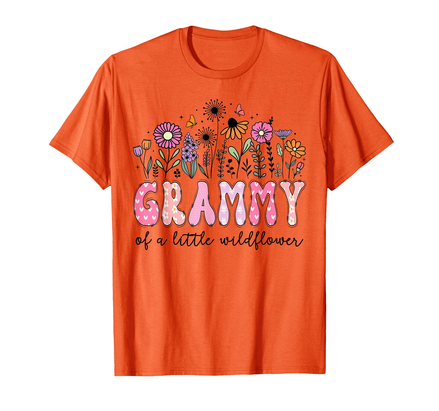 Grammy Of The Little Wildflower Pink Floral Birthday Girl T-Shirt