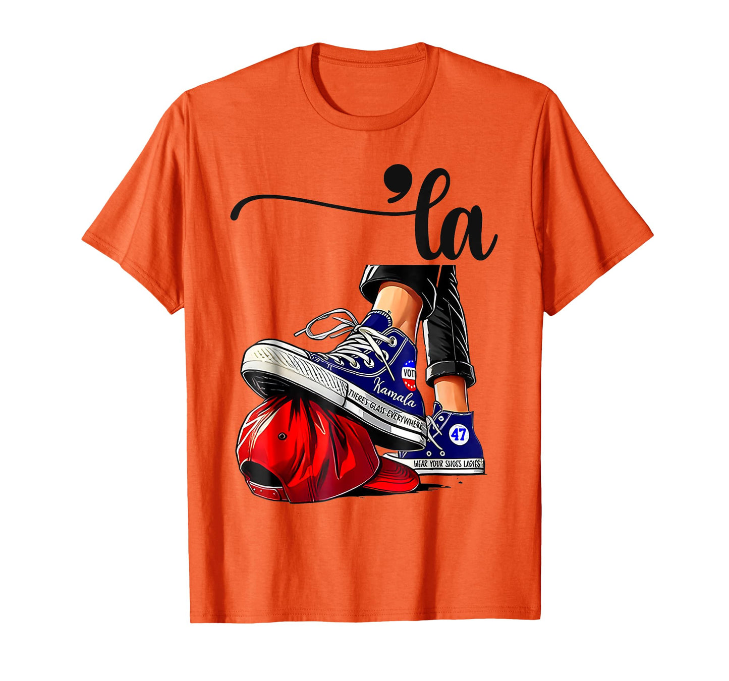 Kamala Harris High Heels Stepping On Red MAGA Hat T-Shirt