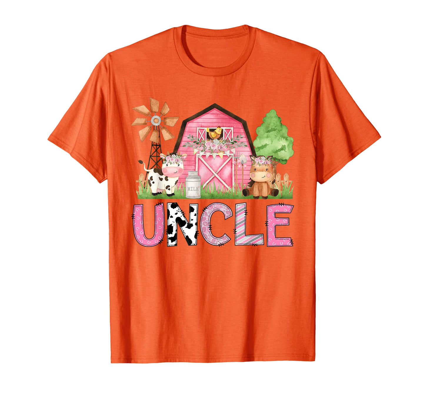 Uncle Pink Farm Animal Birthday Kids Matching Family T-Shirt