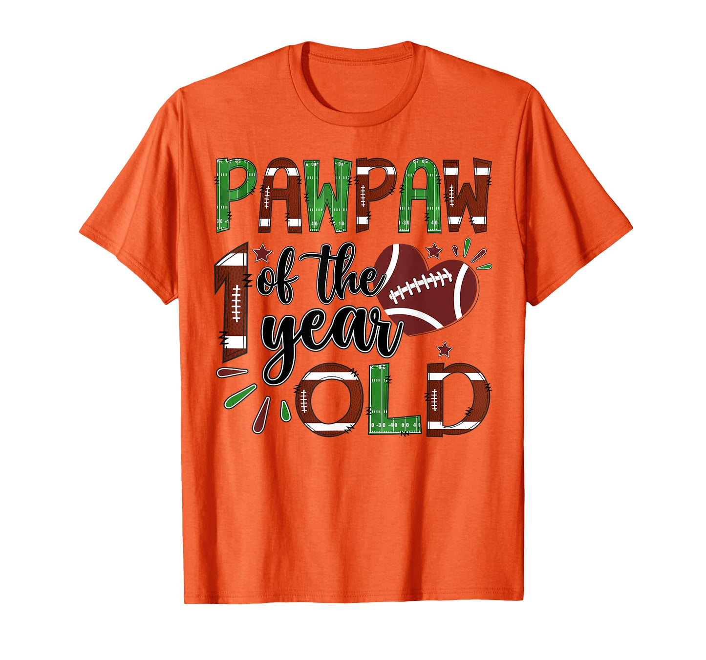 Pawpaw Of The 1 Year Old Football 1St Year Down Birthday T-Shirt