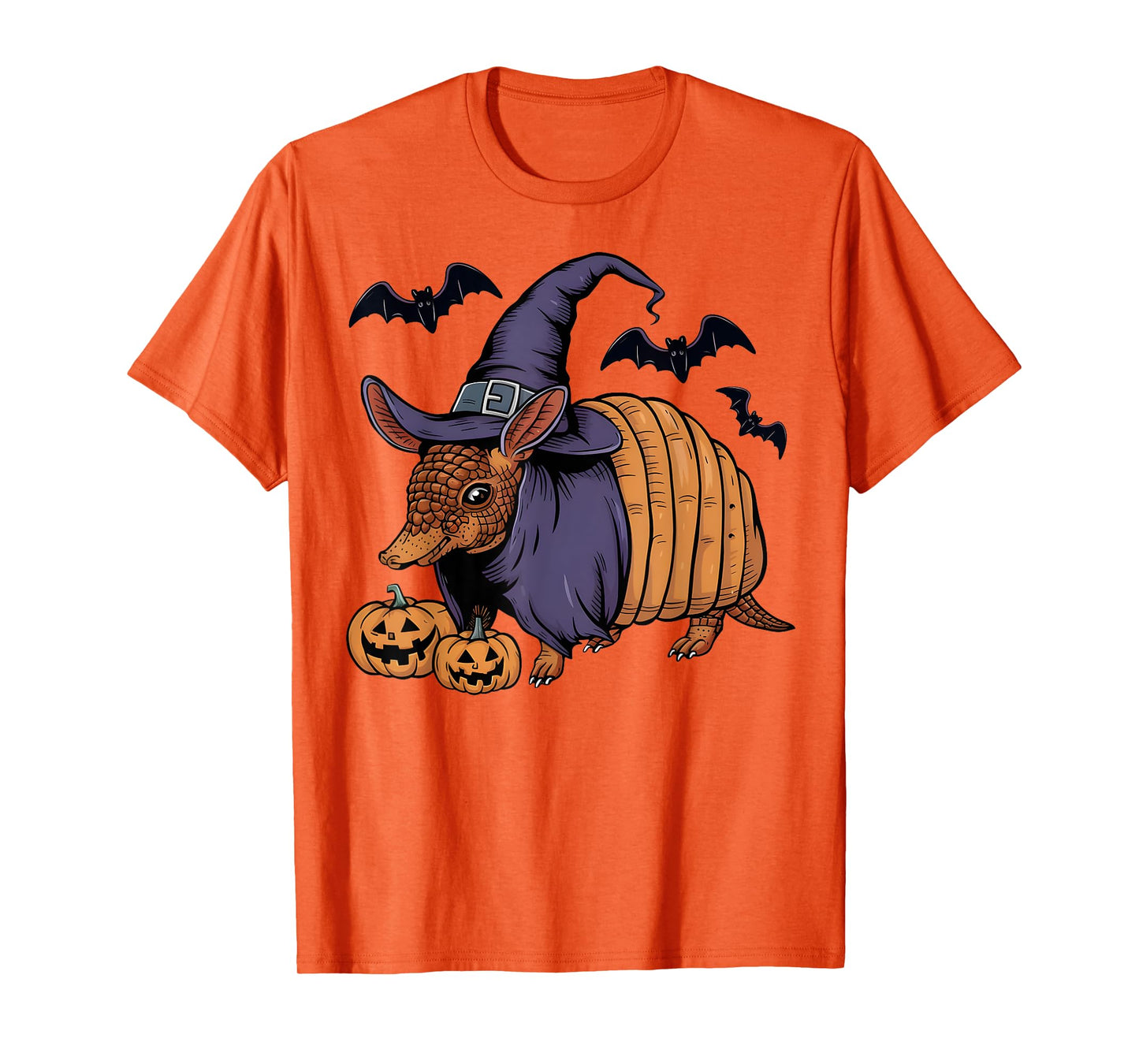 Pumpkin Bat Witch Costume Armadillo Halloween T-Shirt