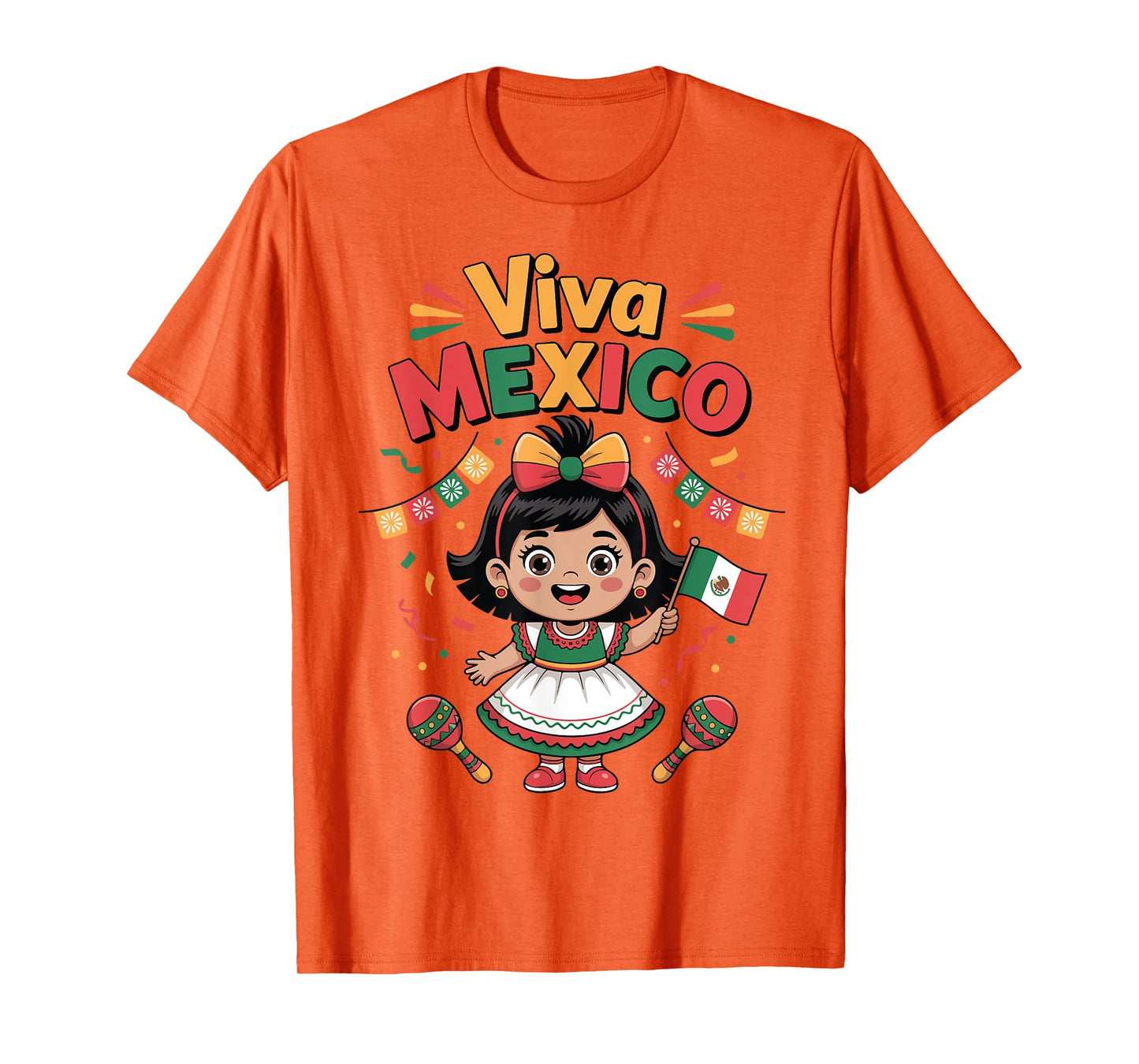Viva Mexico Shirt Toddler Girl Mexican Flag Independence Day T-Shirt