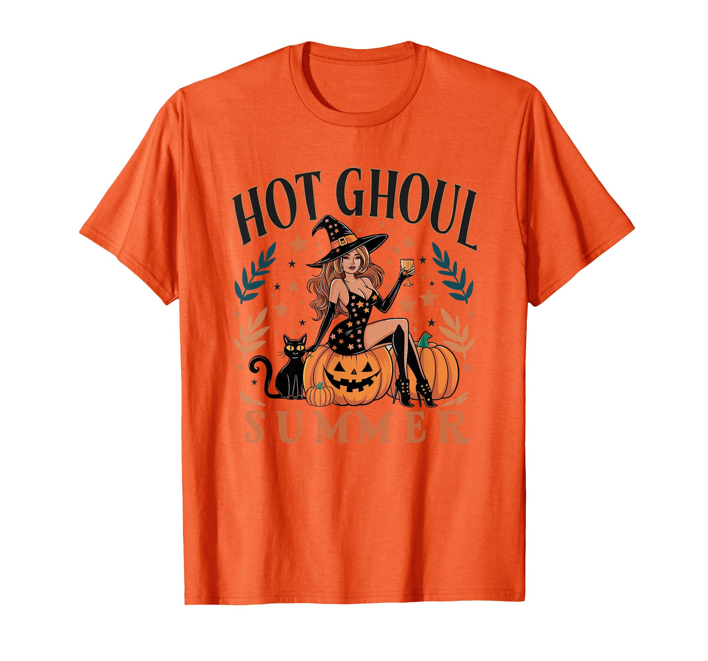 Hot Ghoul Summer Funny Witch Gothic Spooky Retro Halloween T-Shirt