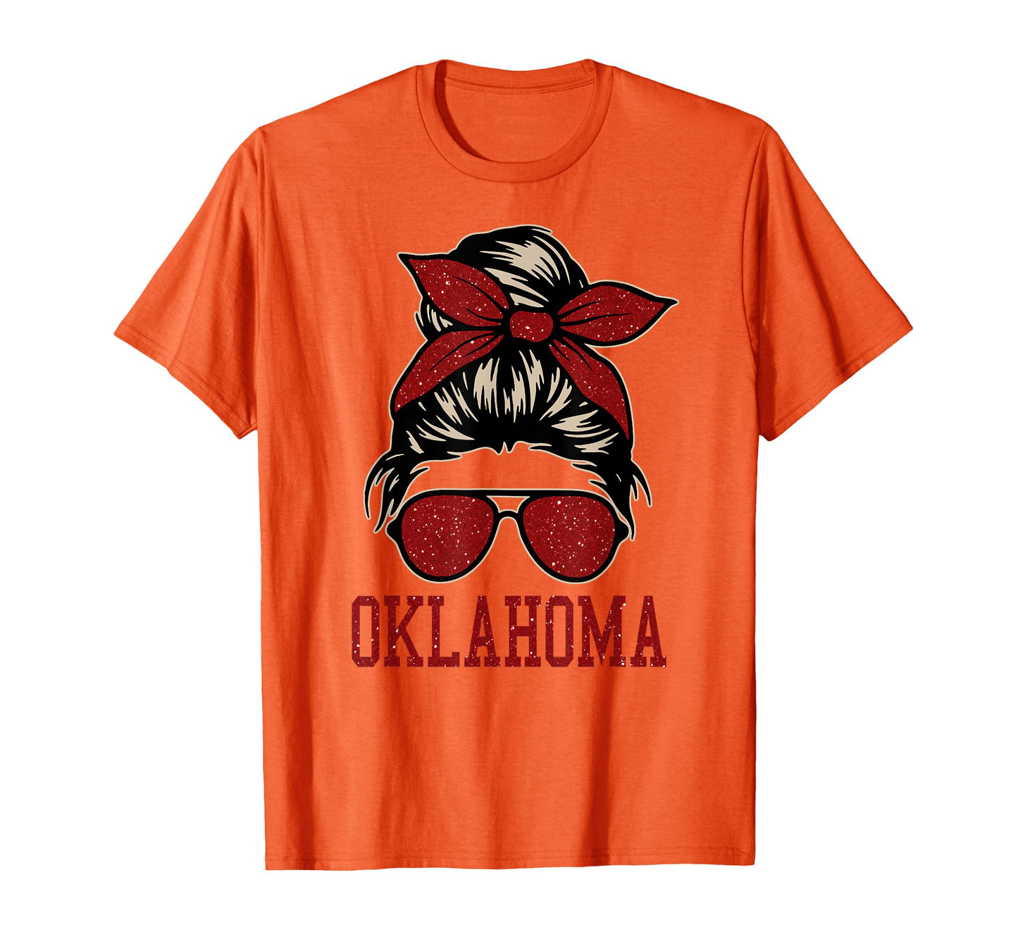 Oklahoma Women Girl Messy Bun Hair. Oklahoma US College Font T-Shirt