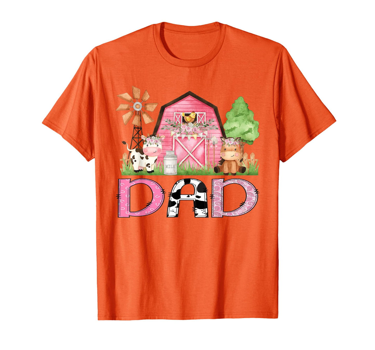 Dad Pink Farm Animal Birthday Kids Matching Family T-Shirt