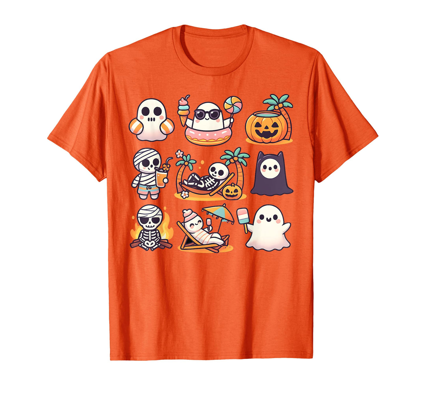 Summerween Ghost Pumpkin Summer Halloween Spooky Season T-Shirt
