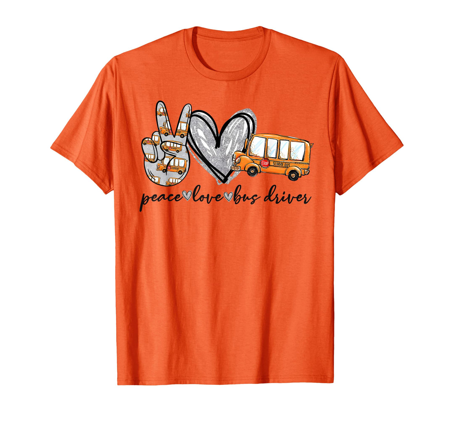 Peace Love Bus Driver Funny School Bus Driver Men Women Kids T-Shirt