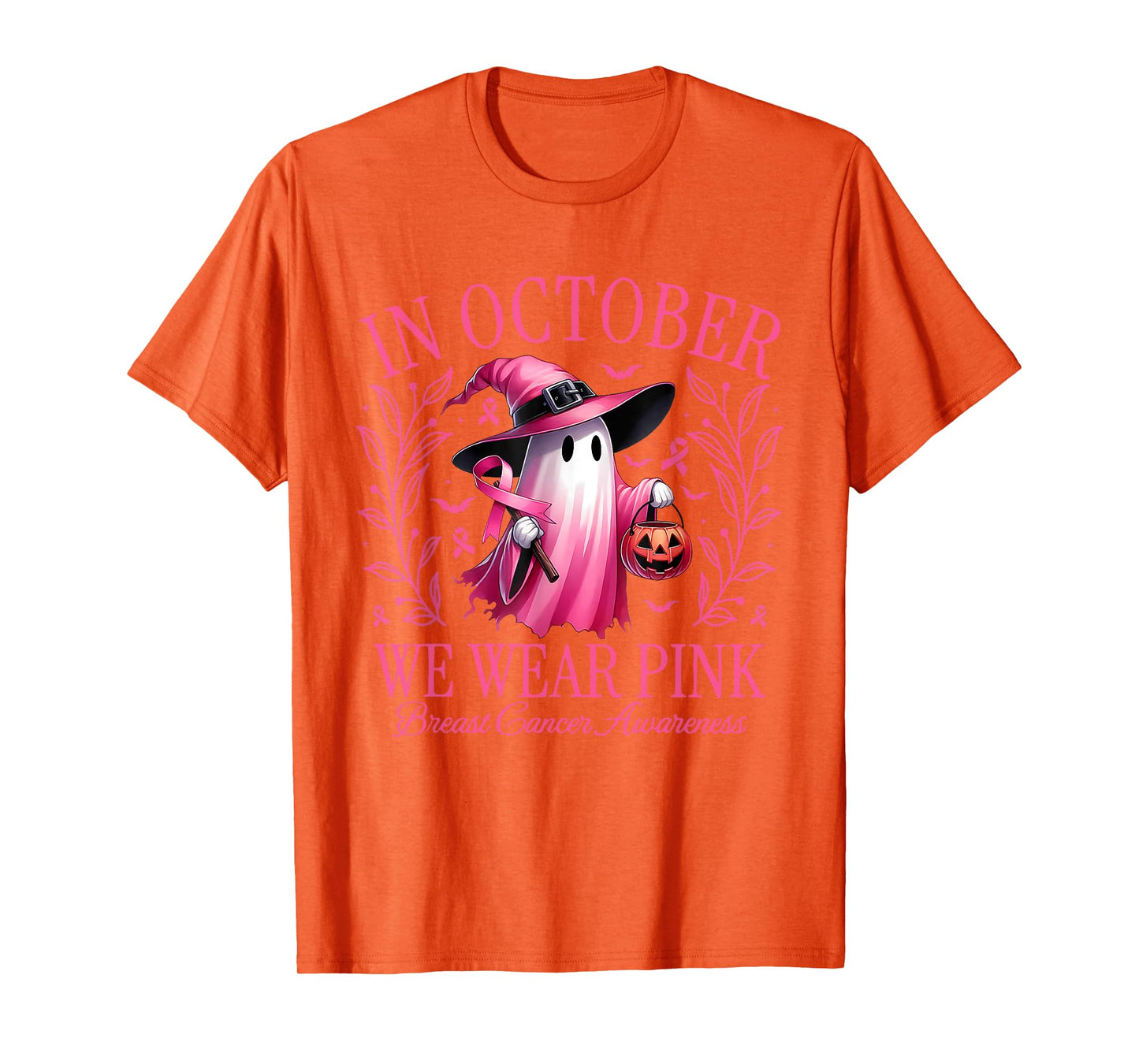 In October We Wear Pink Breast Cancer Awareness Halloween T-Shirt