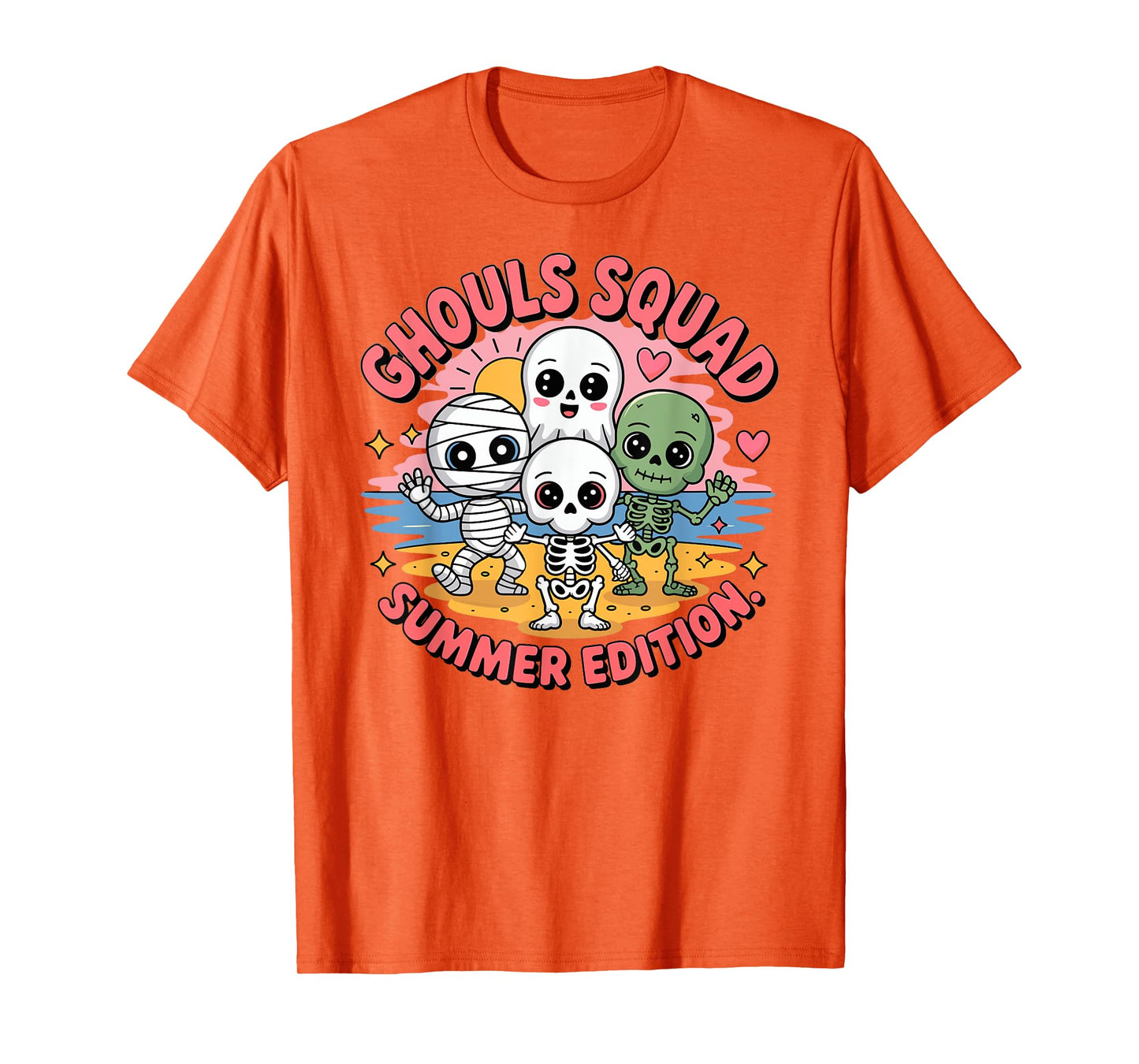 Ghouls Squad Cute Summer Monsters Kawaii Halloween Beach T-Shirt