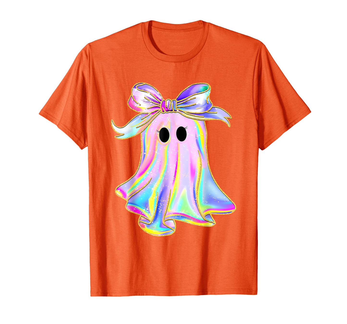 Disco Ghost Pumpkin Halloween Girly Coquette Bow T-Shirt