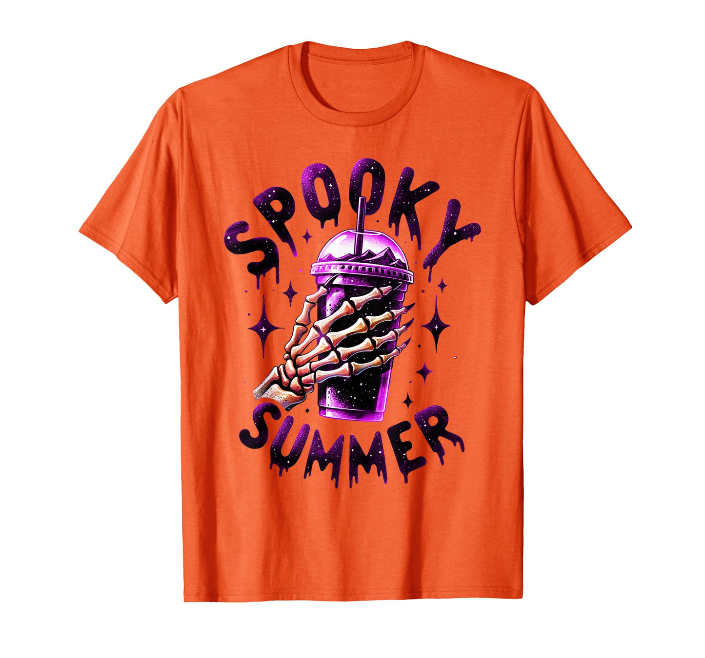 Spooky Summer Vibes Skeleton Coffee Scary Beach Vacation T-Shirt