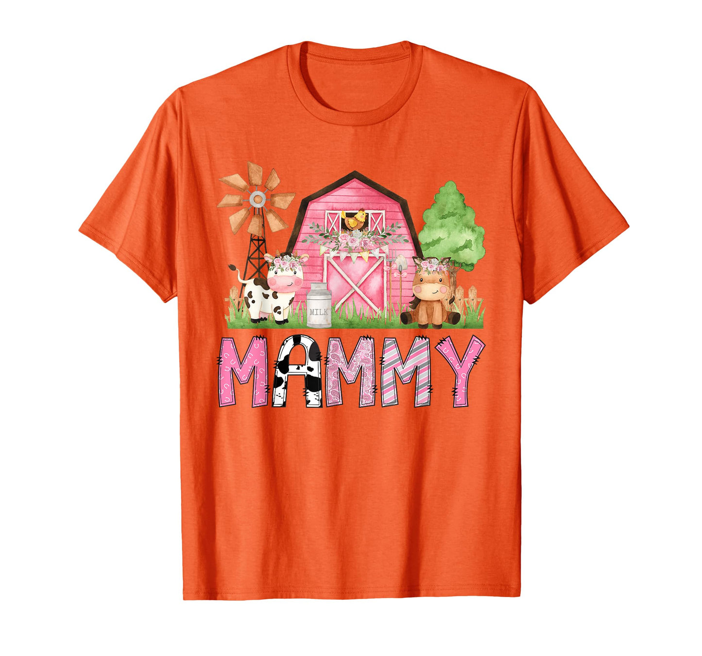 Mammy Pink Farm Animal Birthday Kids Matching Family T-Shirt