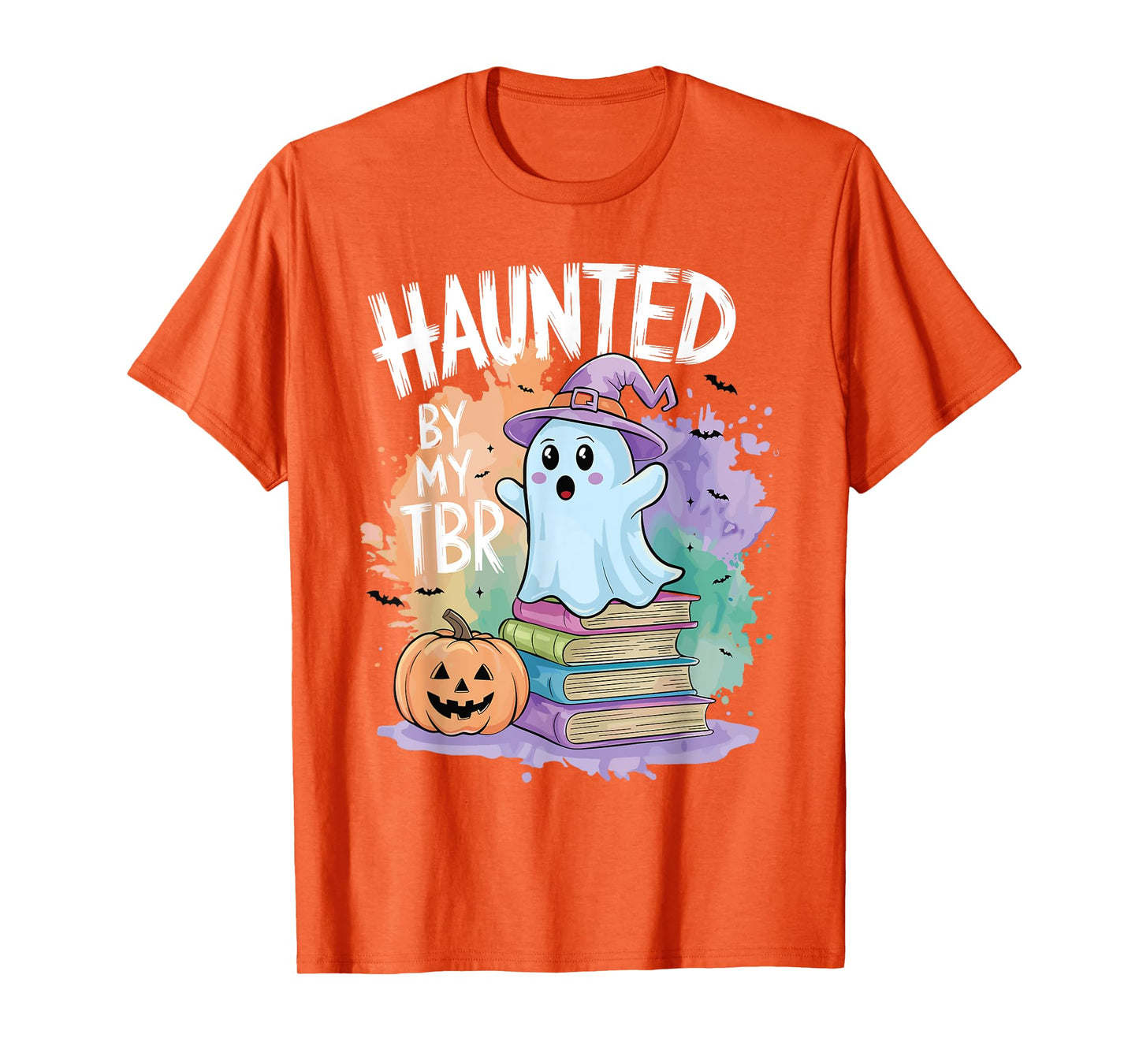 Haunted By My TBR Funny Book Lovers Ghost Halloween Bookworm T-Shirt