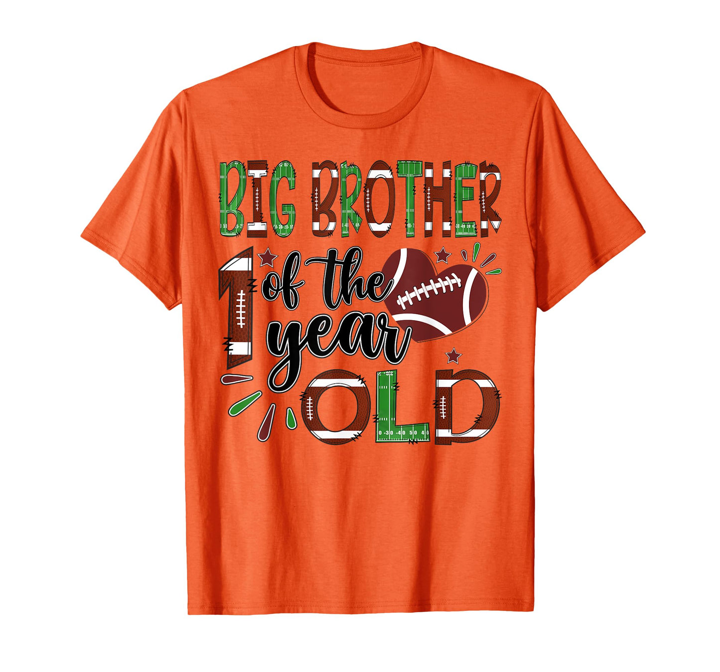 Big Brother Of The 1 Year Old Football 1St Year Down Bday T-Shirt
