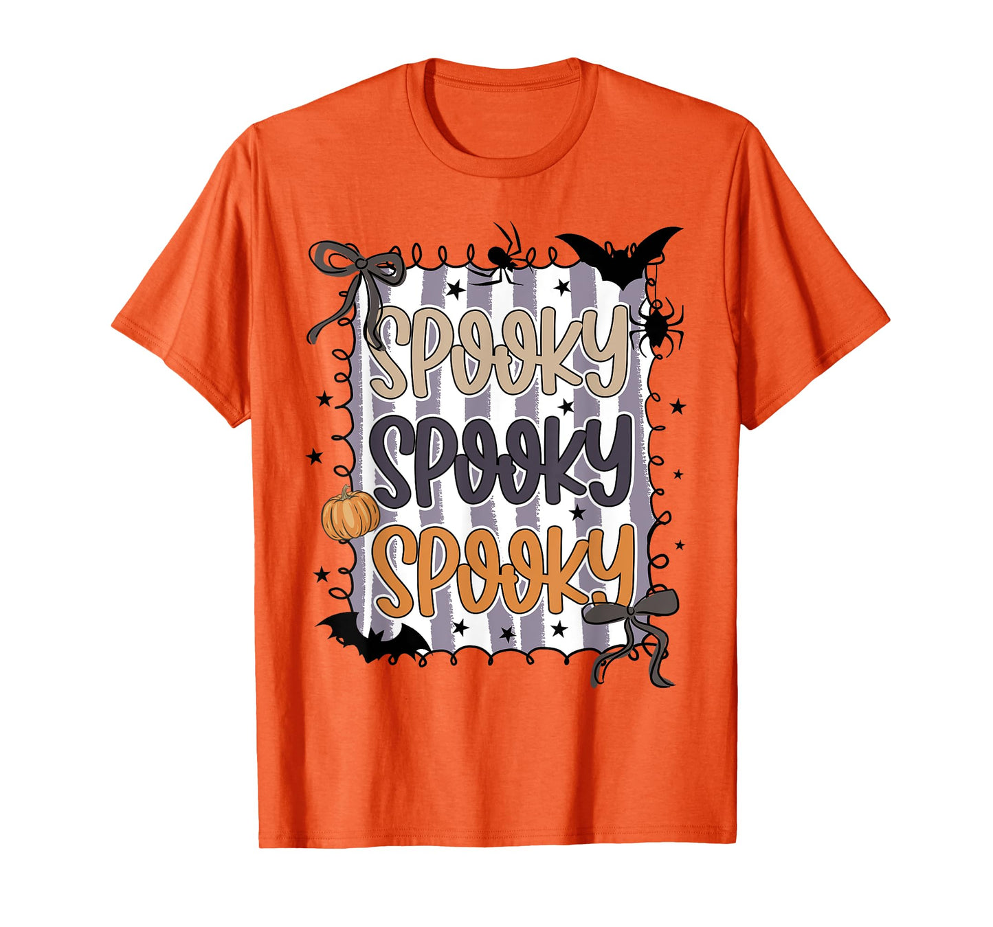 Spooky Season Coquette Bow Halloween Fall Pumpkin Women Girl T-Shirt