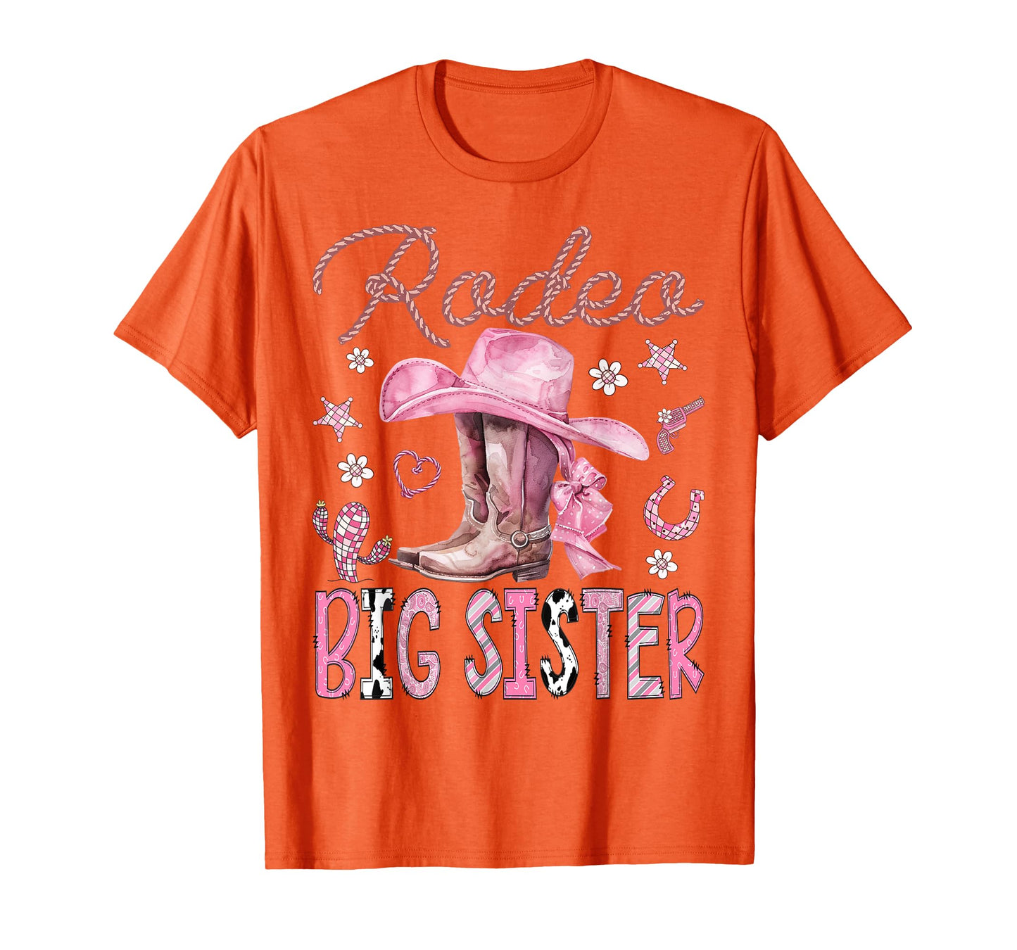 Rodeo Big Sister Pink CowGirl Coquette Boots Birthday Girl T-Shirt