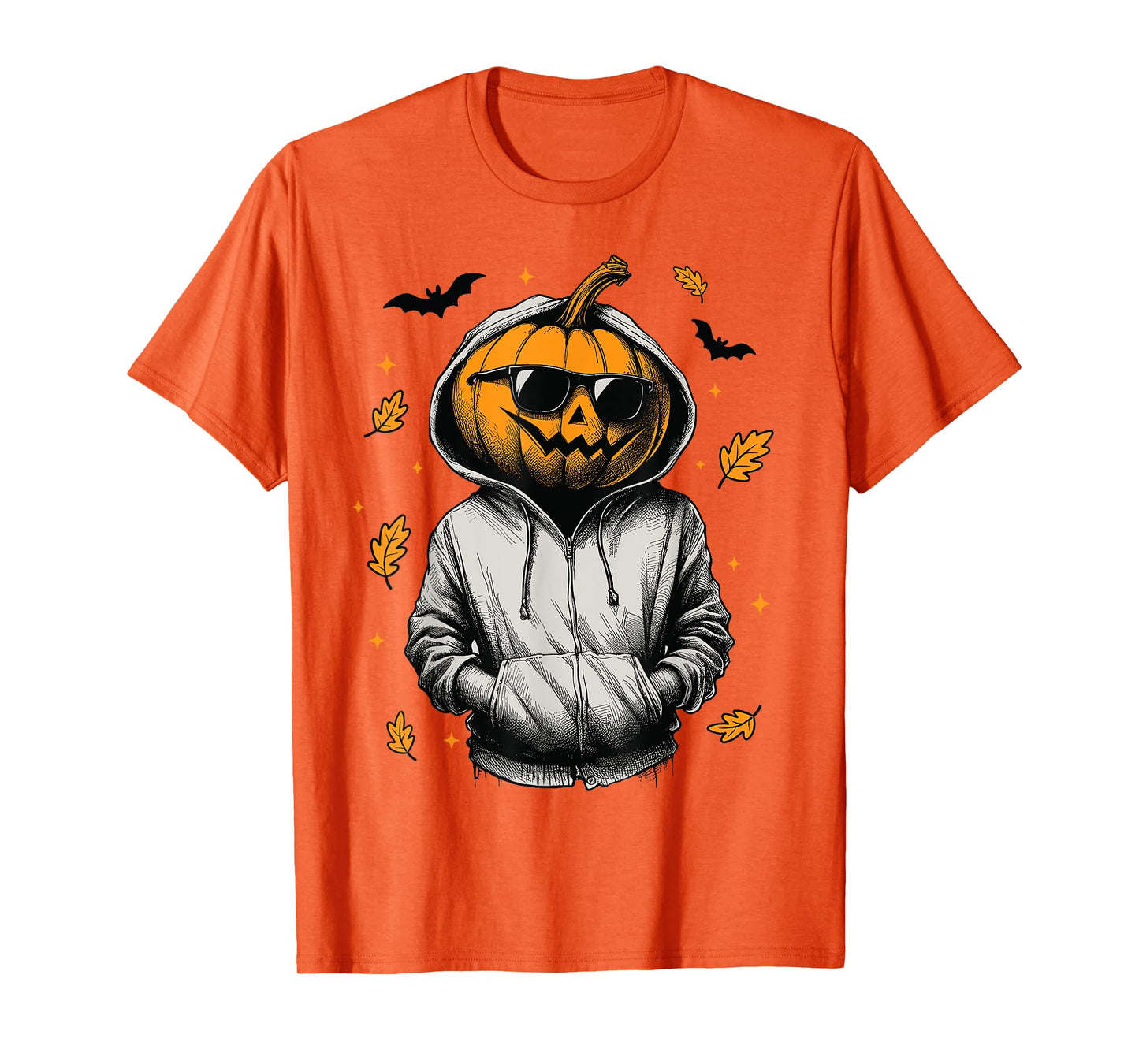 Pumpkin Face With Sunglasses Cool Halloween Boys Men Kids T-Shirt