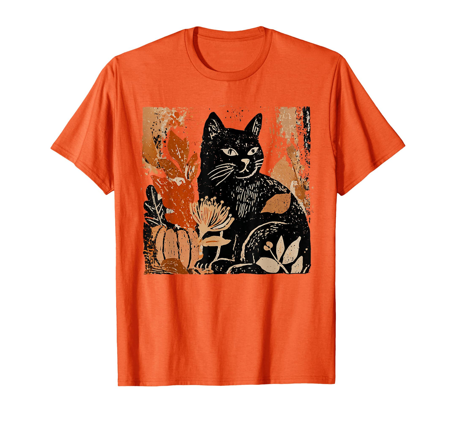 Retro Black Cat Pumpkin Fall Cute Halloween Cat Autumn T-Shirt