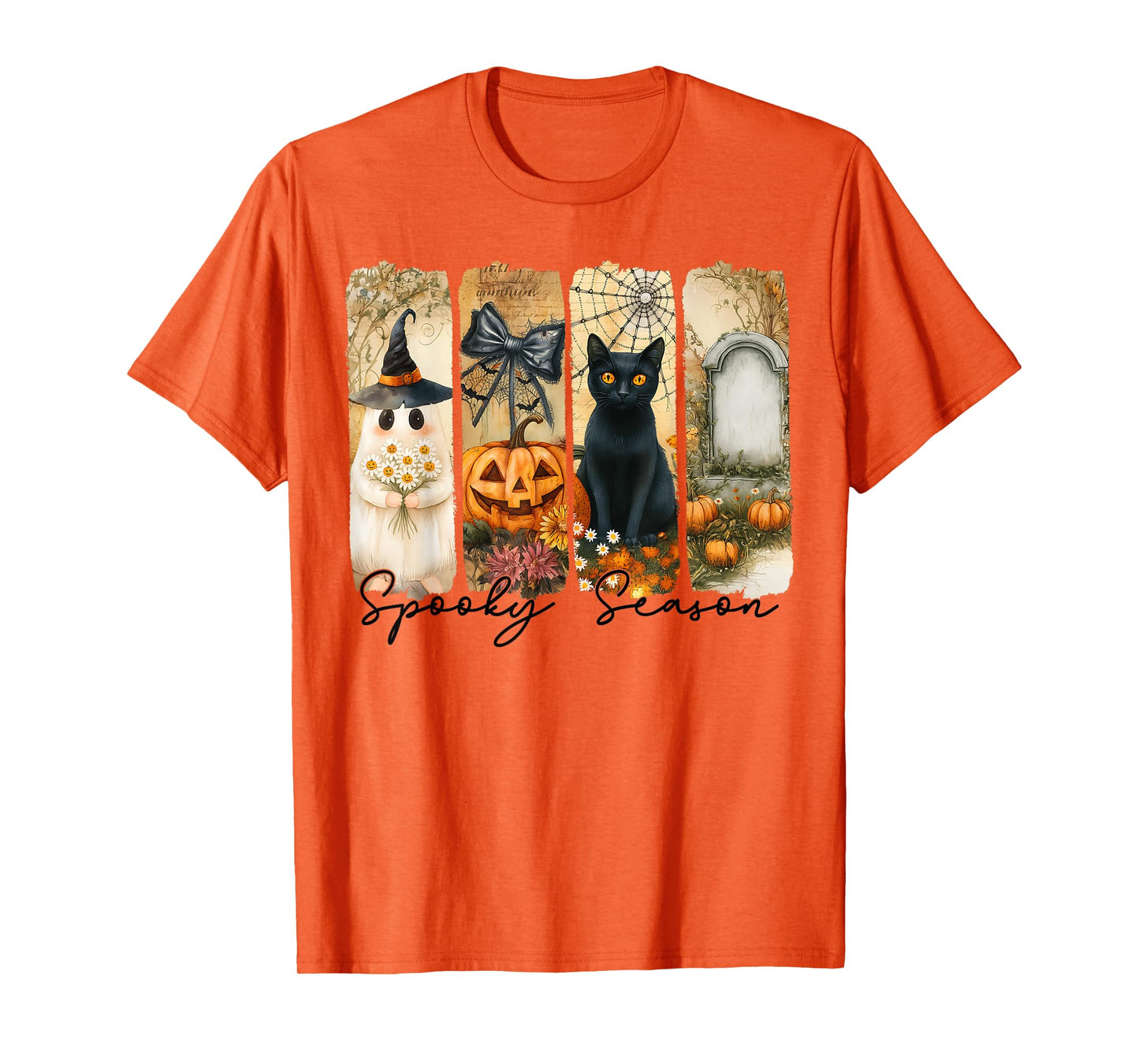 Spooky Season Vintage Halloween Ghost Coquette Fall Pumpkin T-Shirt