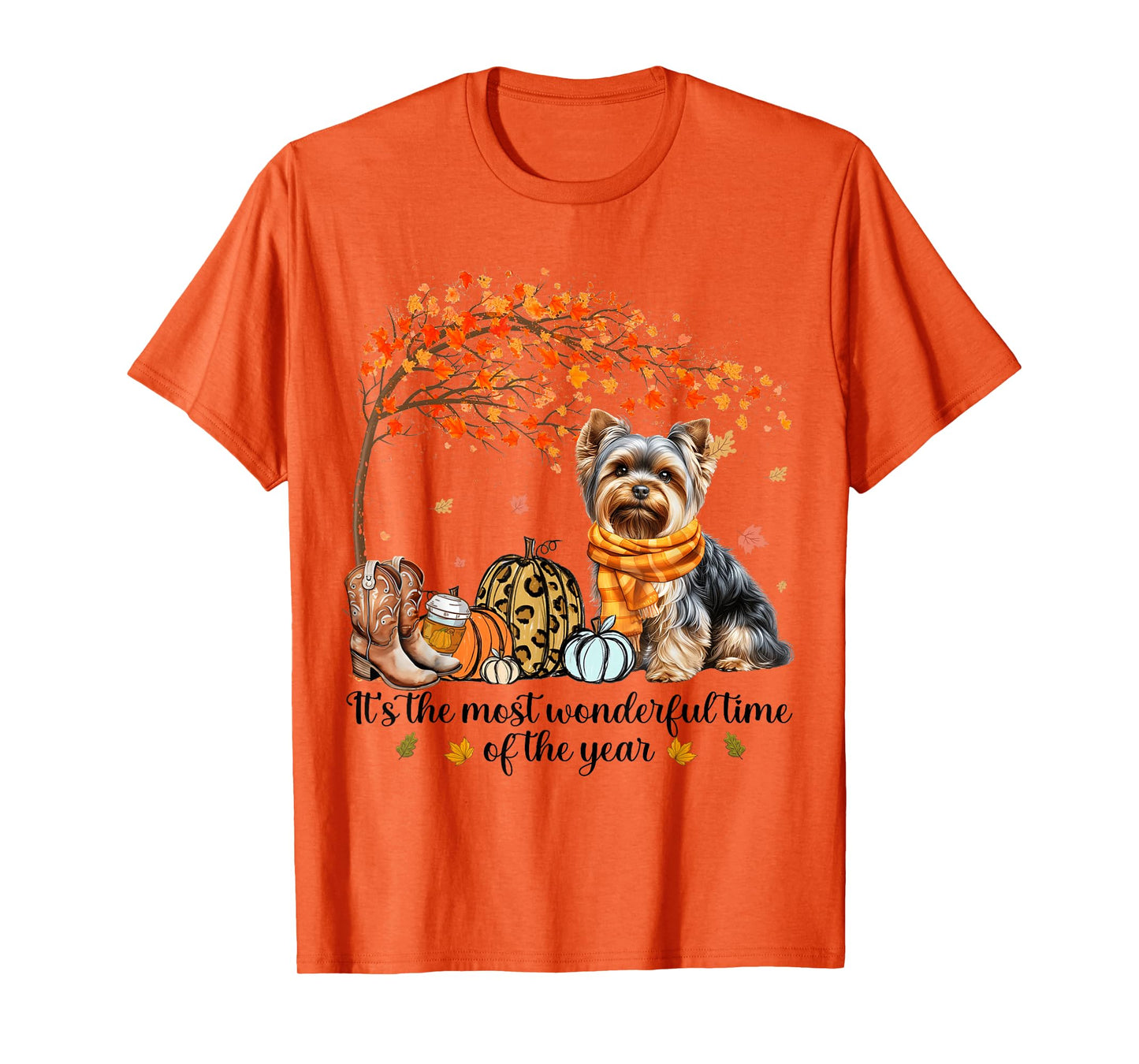 It’s The Most Wonderful Time Yorkie Pumpkins Autumn Fall T-Shirt