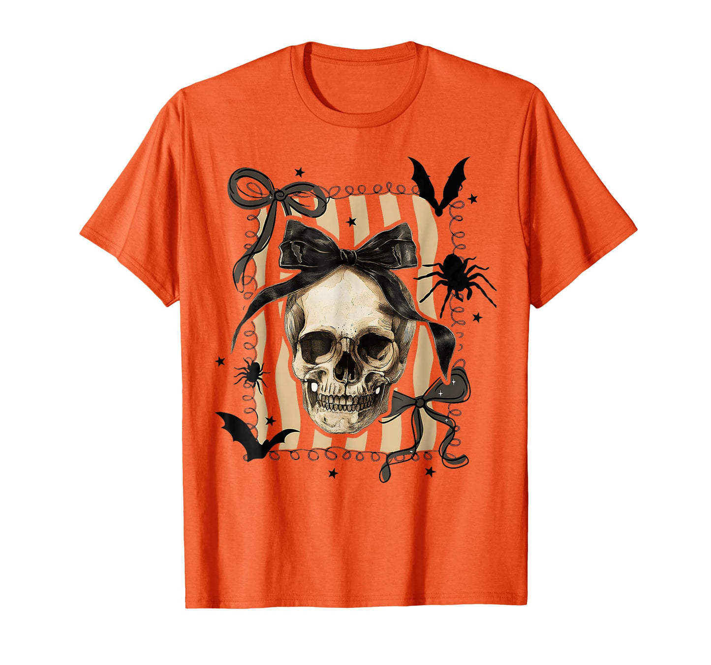 Scary Halloween Skull Coquette Bow Spooky Season Skeleton T-Shirt