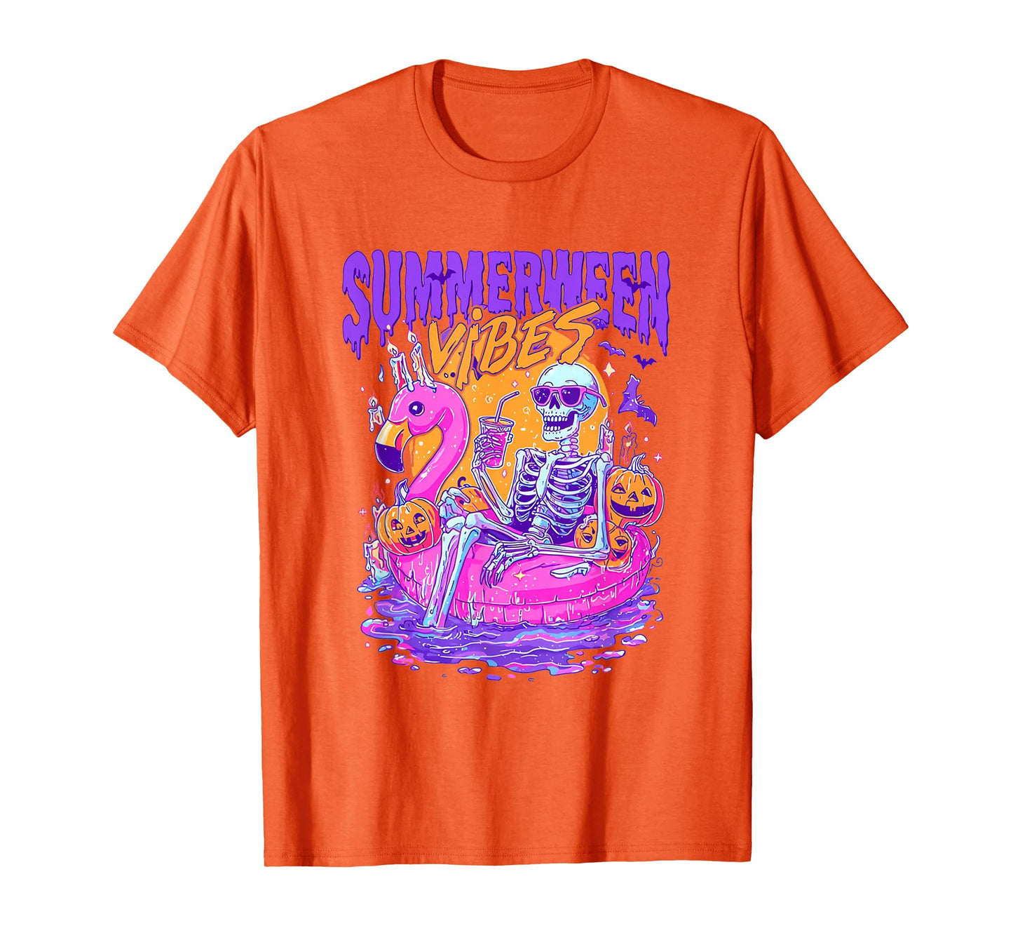 Summerween Skeleton Spooky Summer Beach Skelly Halloween T-Shirt