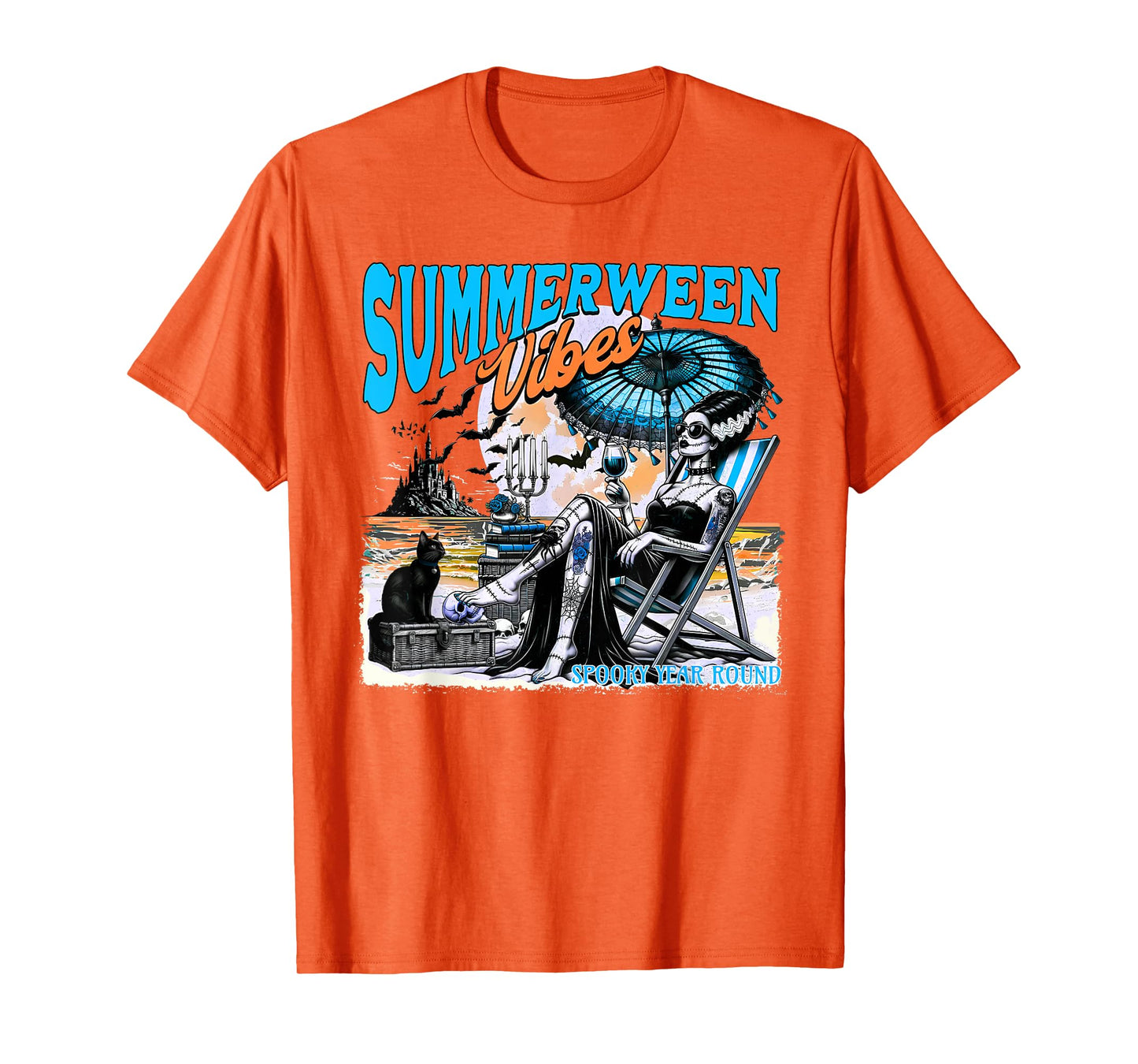 Bride Of Frankenstein, Summerween Vibes Spooky Year Round T-Shirt