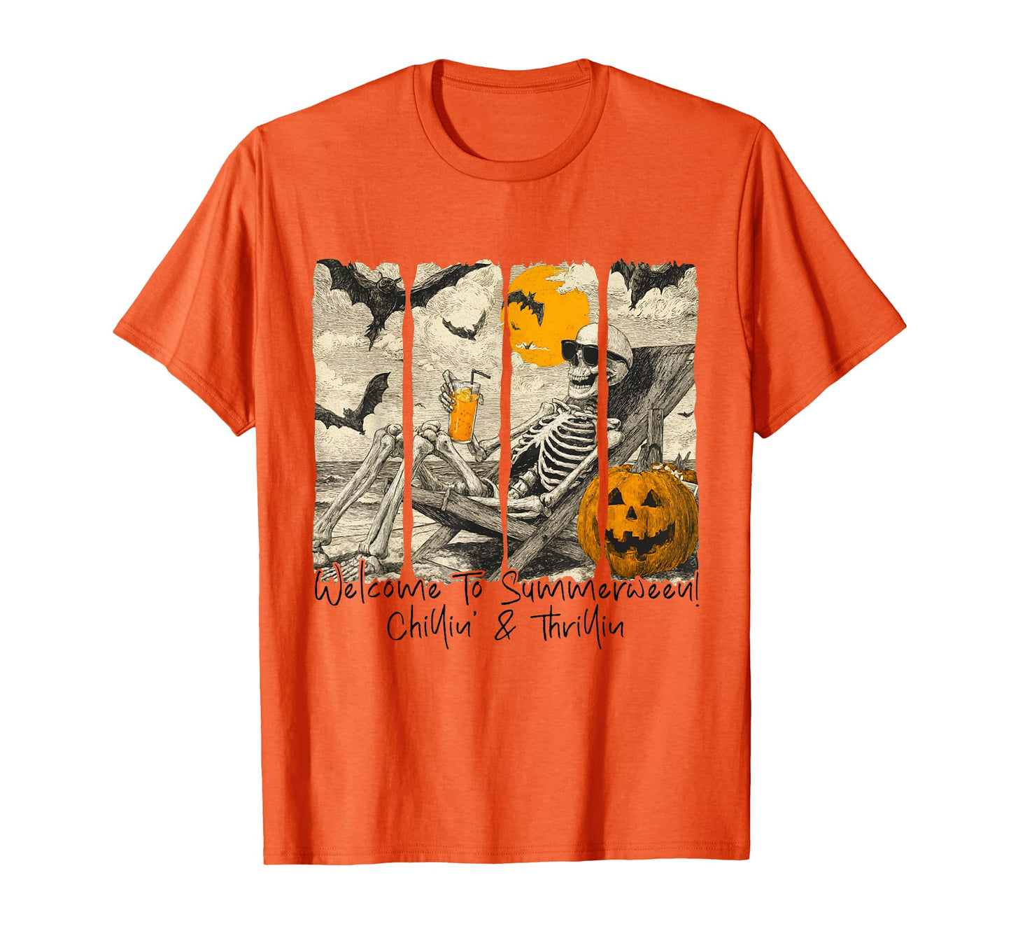 Welcome To Summerween Chillin’s & Thrillin Skeleton Summer T-Shirt