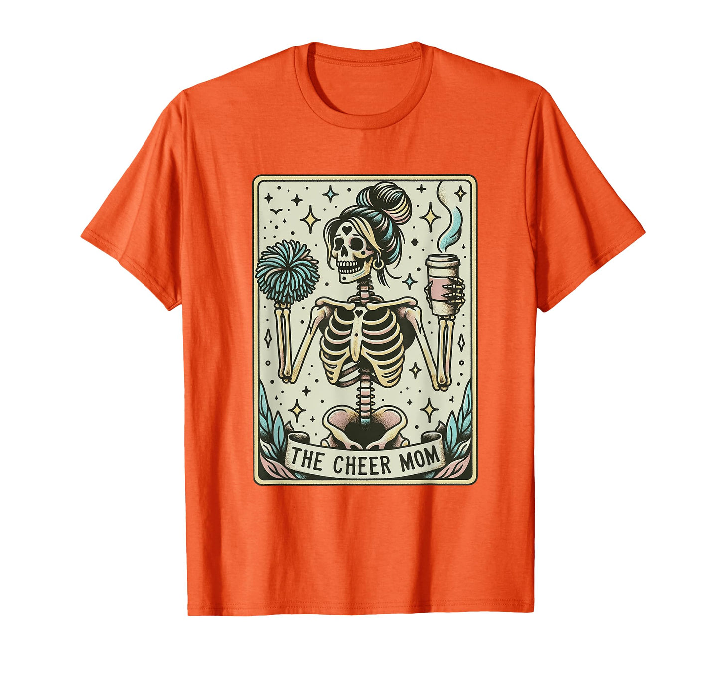 Skeleton Cheer Mom Tarot Card Vintage Funny Cheerleading T-Shirt