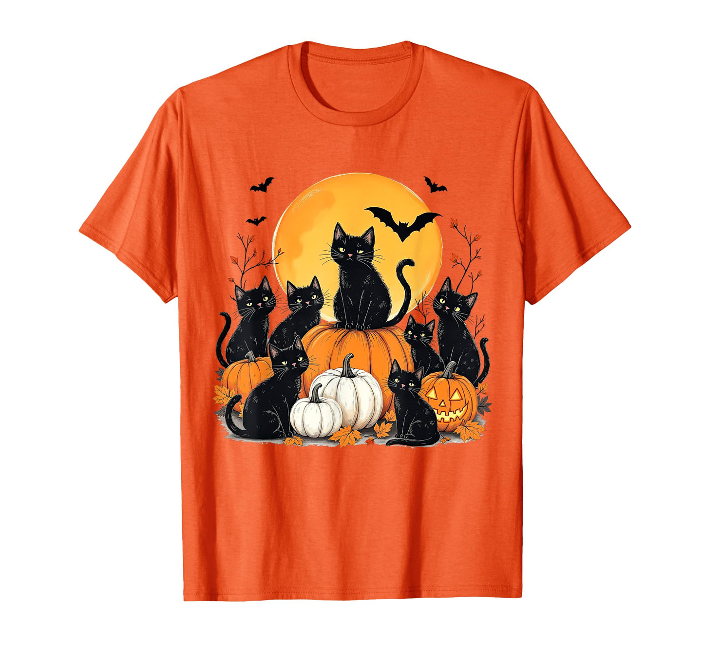 Black Cats Halloween Nights Pumpkin Season Spooky Vibes T-Shirt