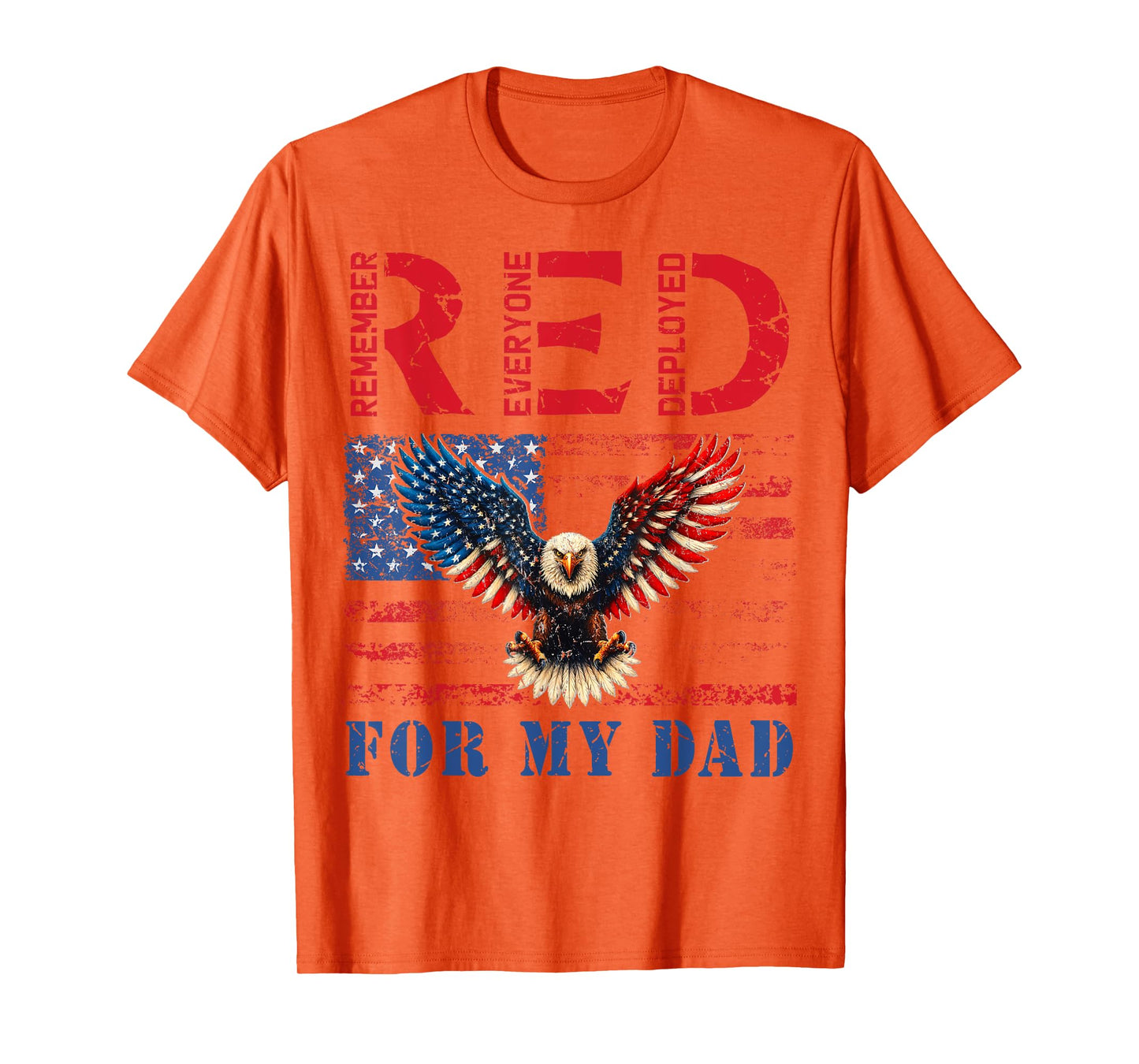 RED Friday For My Dad Deployed Daddy Eagle Retro USA Flag T-Shirt