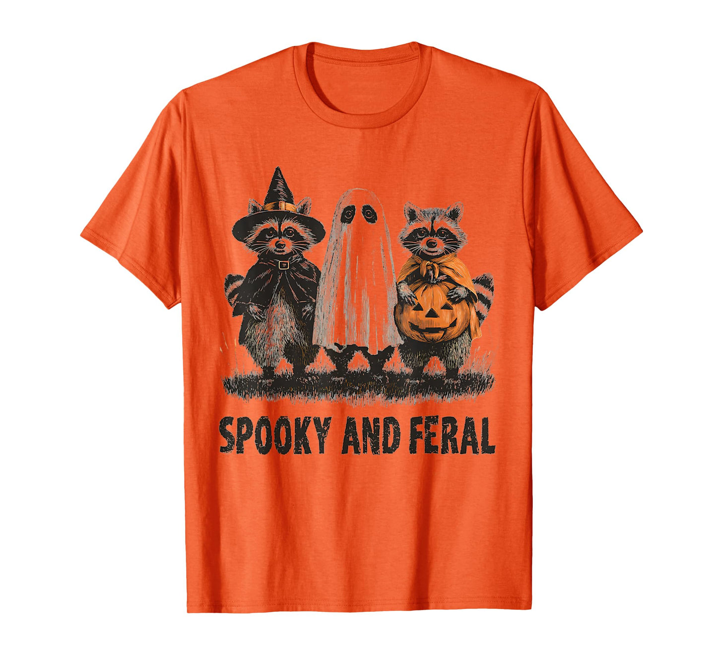 Feral And Spooky Funny Creepy Raccoon Ghost T-Shirt