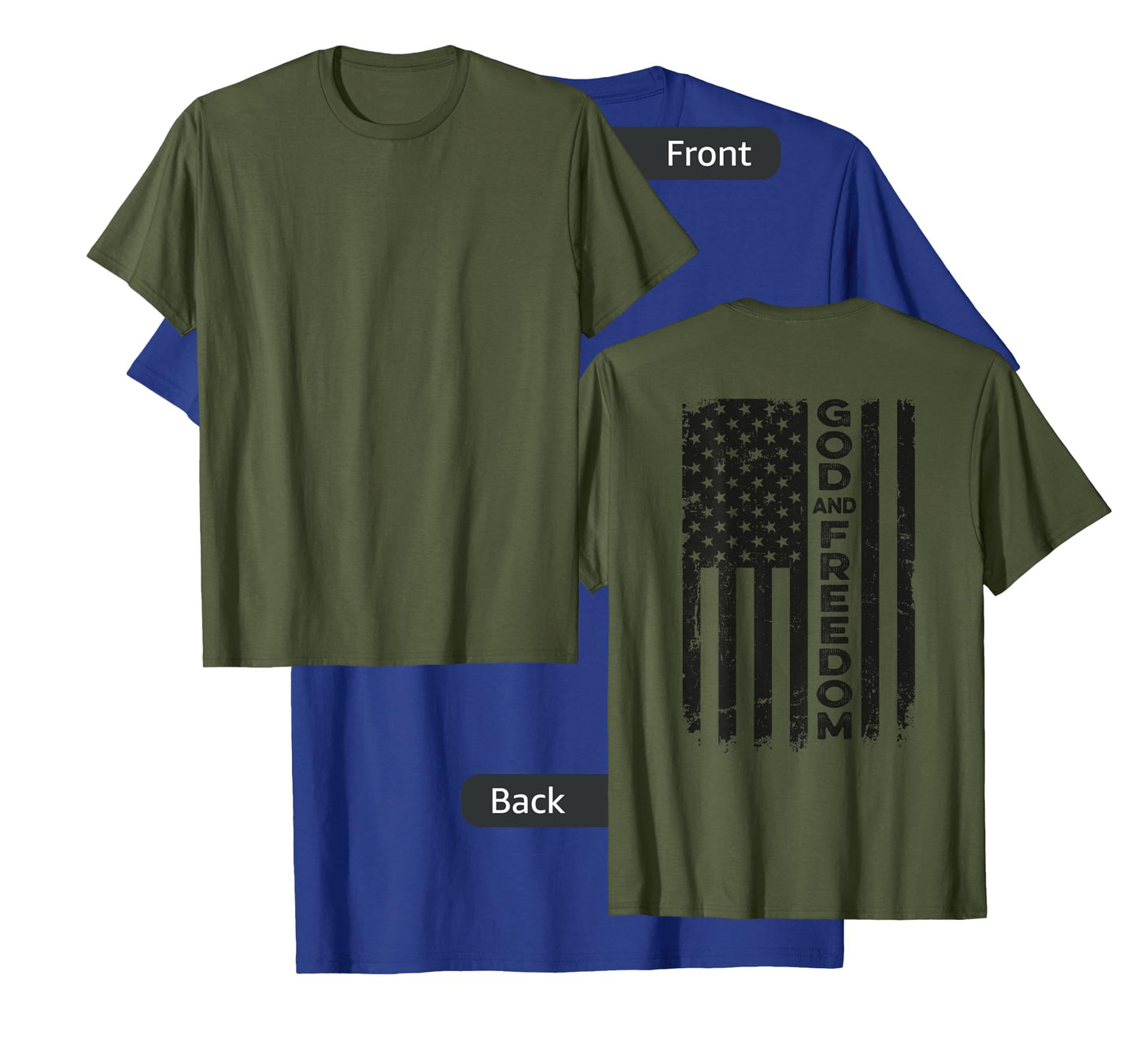 God And Country - USA Patriotic Christian Camo Flag -ON BACK T-Shirt