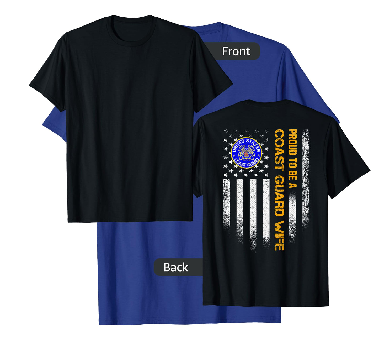 Vintage USA Flag Proud To Be A US Coast Guard Veteran Wife T-Shirt