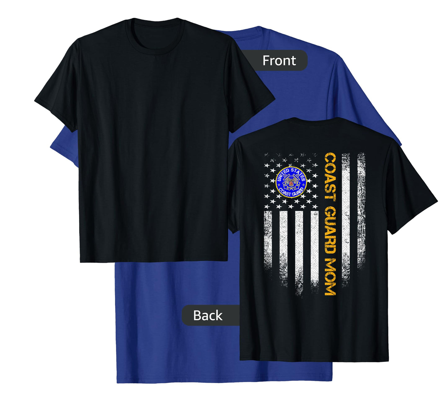 Vintage USA American Flag Proud US Coast Guard Veteran Mom T-Shirt
