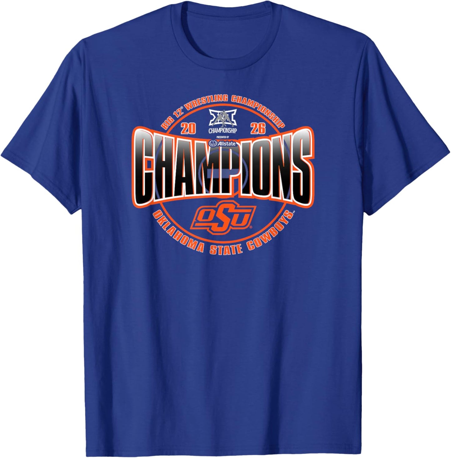 Oklahoma State Cowboys Wrestling Big 12 Champs 2026 T-Shirt - T-Shirt | Royal