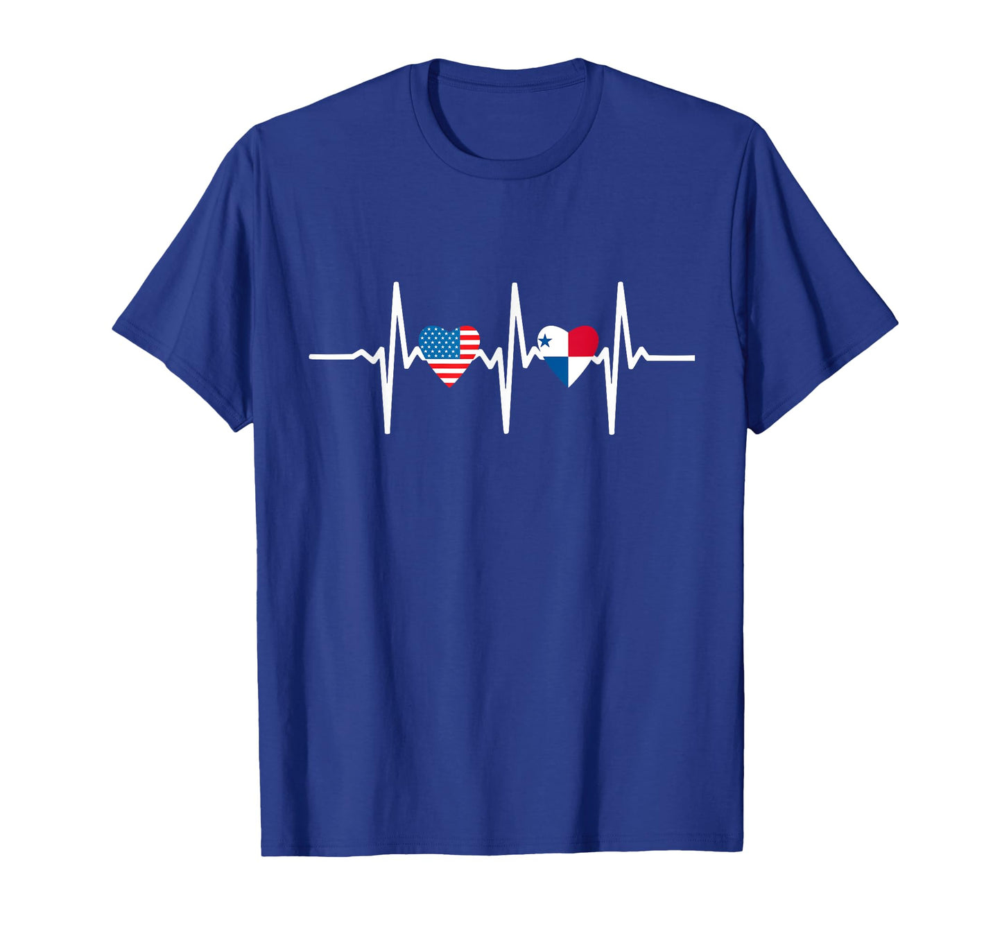 Half American And Panamanian Panama Usa Flag Heartbeat Love T-Shirt