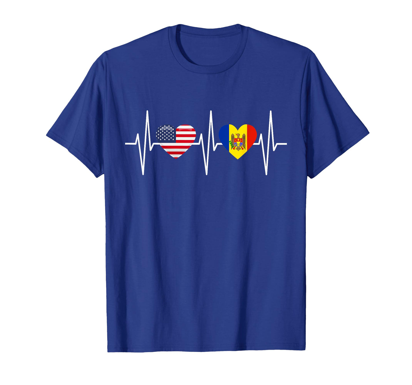 USA Moldova Shirt Heartbeat America Moldovian Flag Heart T-Shirt