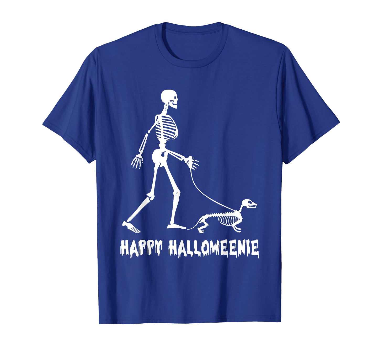 Happy Halloweenie Skeleton Walking Dachshund Dog Halloween T-Shirt for Men Women Kids