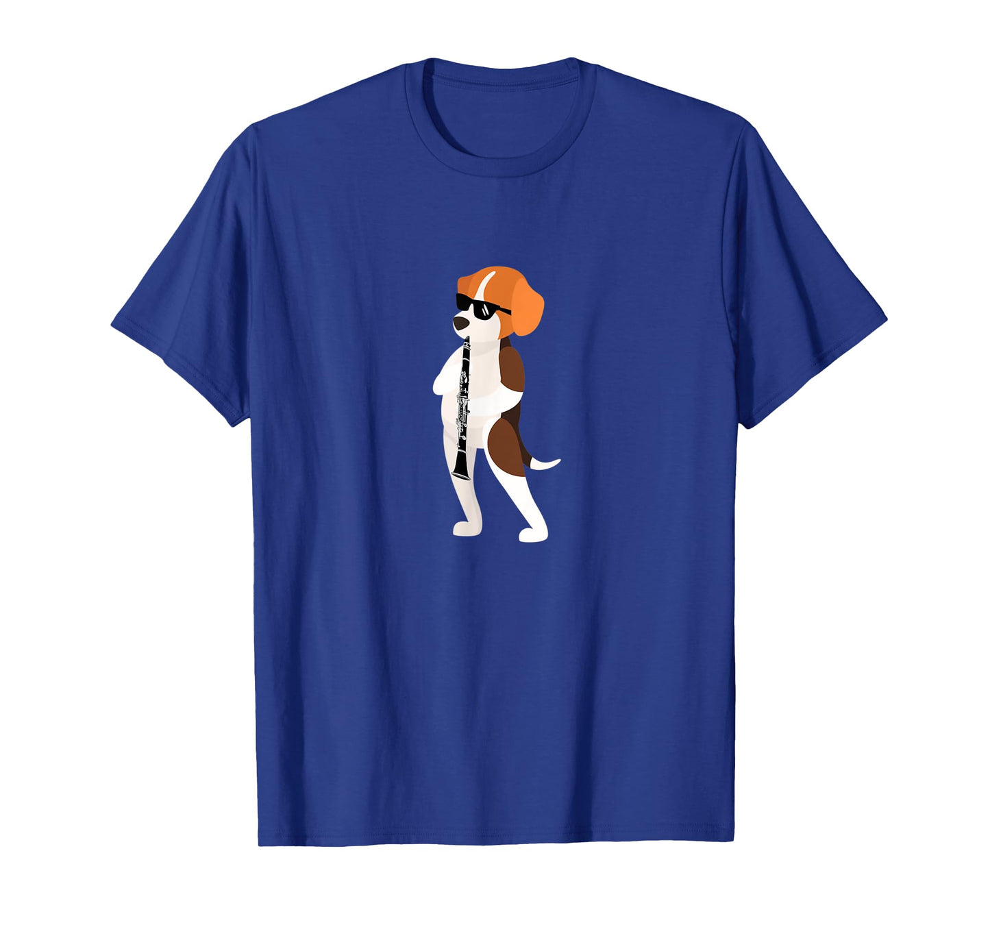 Funny Dog Wearing Sunglasses Playing Clarinet Beagle T-Shirt