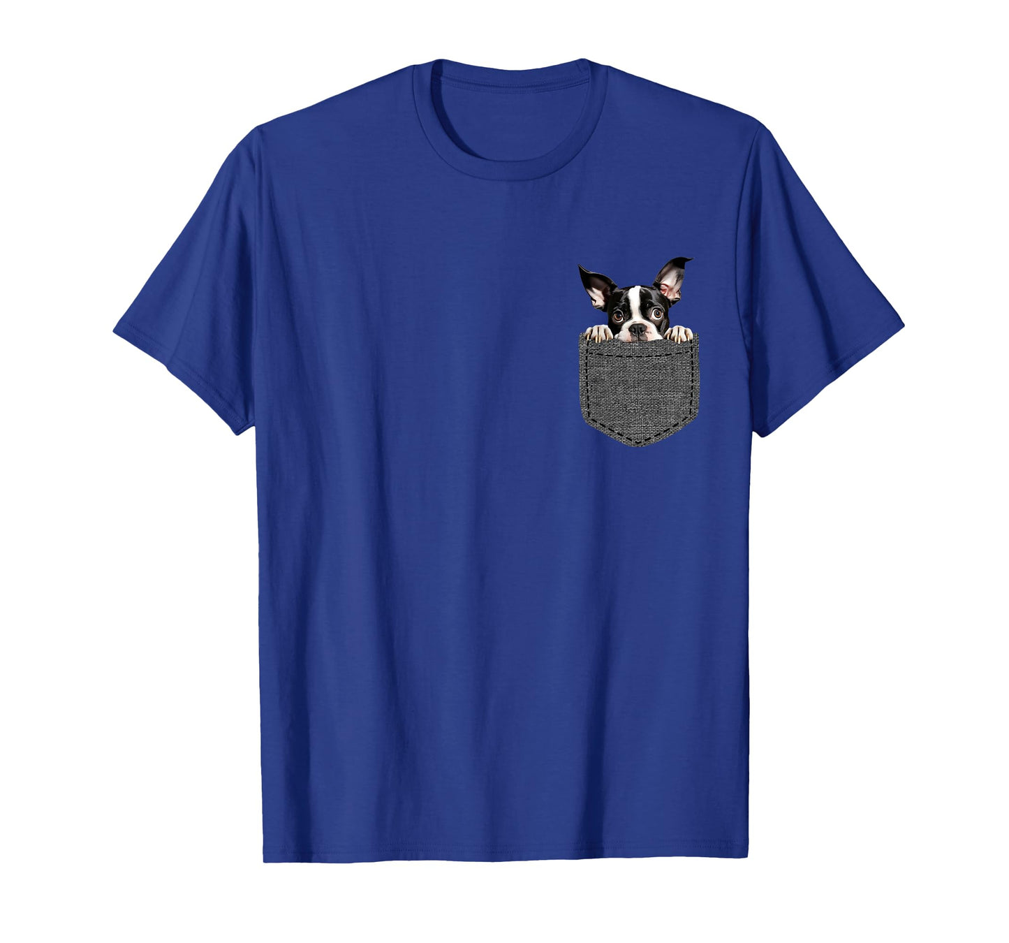 Boston Terrier Dog in Pocket T-Shirt for Men Women Girls Kids