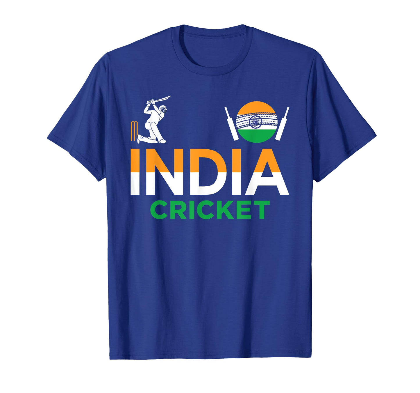 India Cricket Flag Tee For Lovers Of Cricket Game Cricketers T-Shirt, Small, Black
