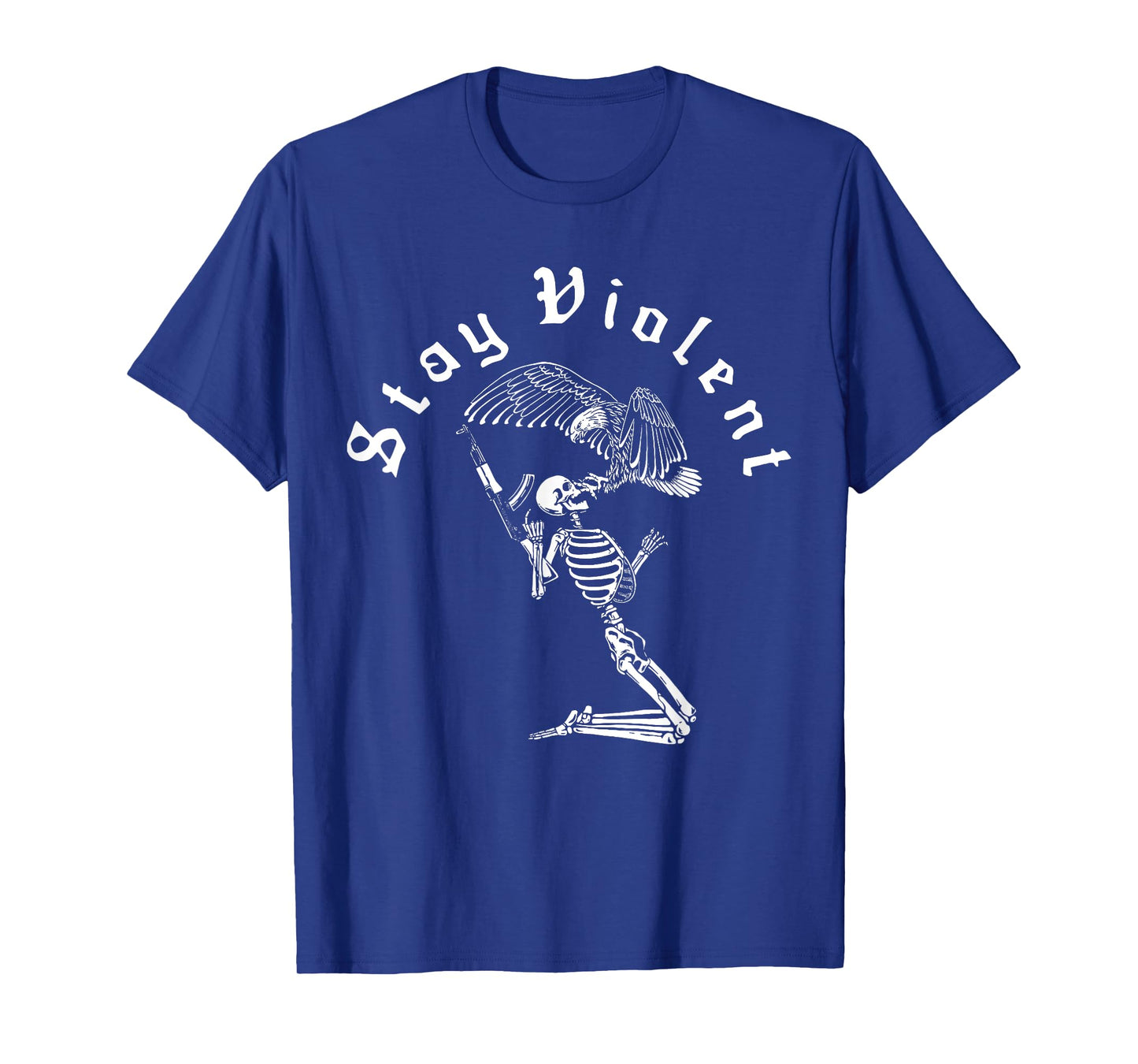 Skeleton Stay Violent Vintage 90s Halloween Spooky Skull T-Shirt