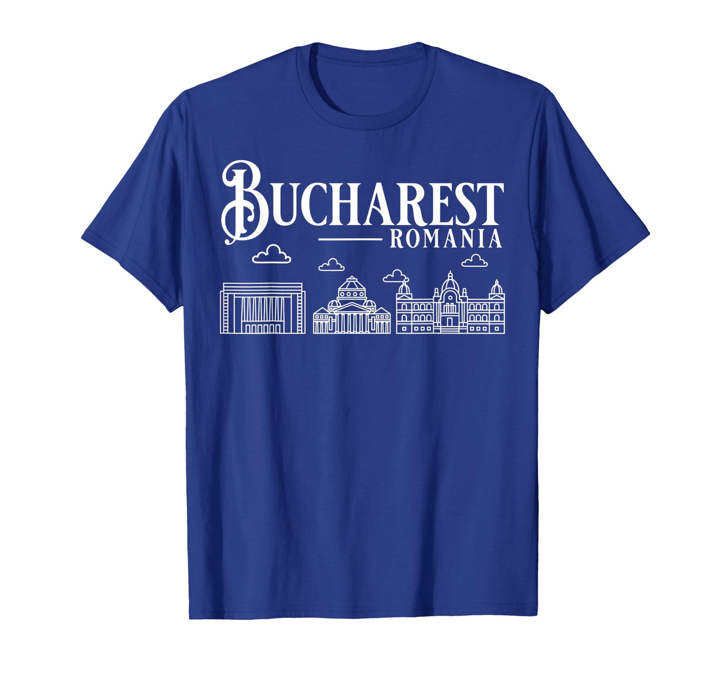 Bucharest Romania City Skyline Map Travel T-Shirt