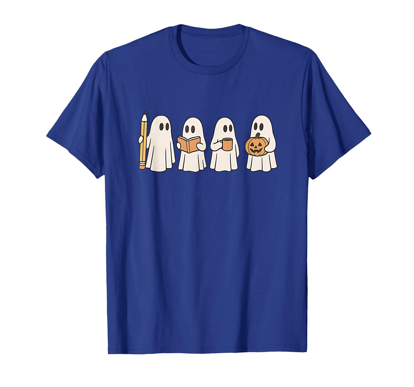 Halloween Teacher Cute Ghosts with Pencil Book Coffee T-Shirt