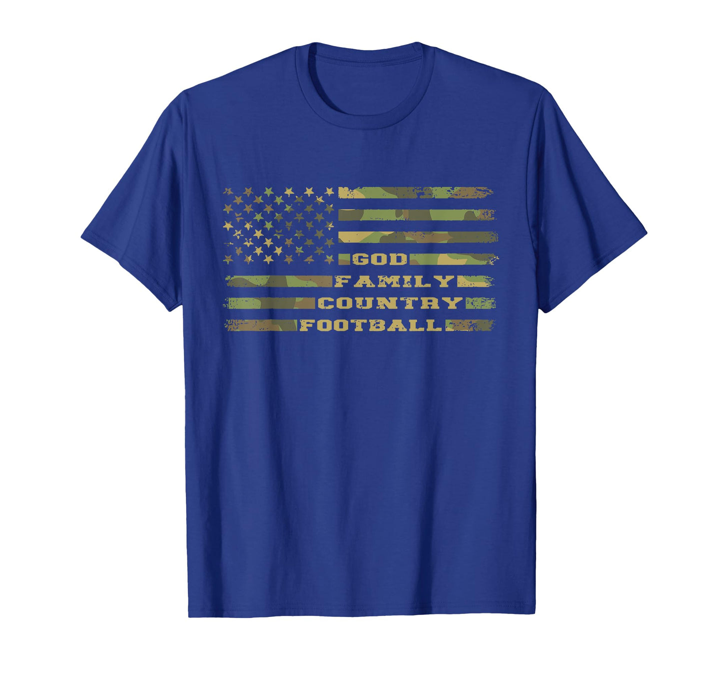 God Family Country Football Vintage Camouflage American Flag T-Shirt