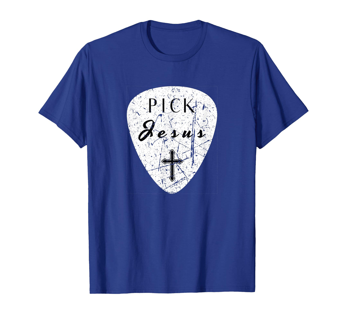 Retro Guitar Pick Pun Pick Jesus Cross Worship Leader Music T-Shirt